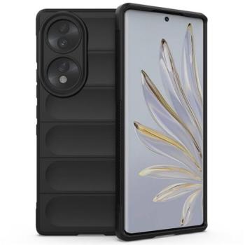 Szilikon telefonvédő (közepesen ütésálló, kamera védelem, 3D minta) FEKETE Honor 70 kép