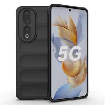 Szilikon telefonvédő (közepesen ütésálló, kamera védelem, 3D minta) FEKETE Honor 90 5G kép