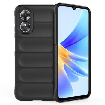 Szilikon telefonvédő (közepesen ütésálló, kamera védelem, 3D minta) FEKETE Oppo A17 kép