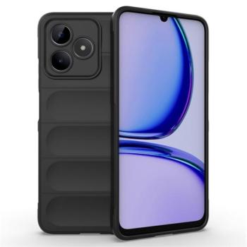 Szilikon telefonvédő (közepesen ütésálló, kamera védelem, 3D minta) FEKETE Realme C53 kép