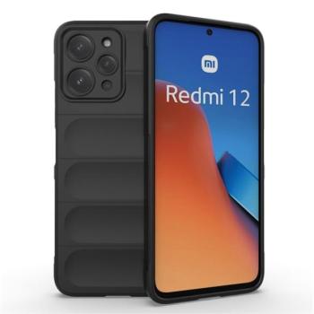 Szilikon telefonvédő (közepesen ütésálló, kamera védelem, 3D minta) FEKETE Xiaomi Redmi 12 kép