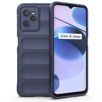 Szilikon telefonvédő (közepesen ütésálló, kamera védelem, 3D minta) SÖTÉTKÉK Realme C35 kép