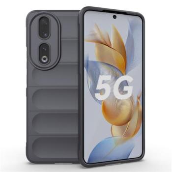 Szilikon telefonvédő (közepesen ütésálló, kamera védelem, 3D minta) SÖTÉTSZÜRKE Honor 90 5G kép