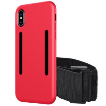 Szilikon telefonvédő (közepesen ütésálló + karpánt) PIROS Apple iPhone XS 5.8, Apple iPhone X 5.8 kép