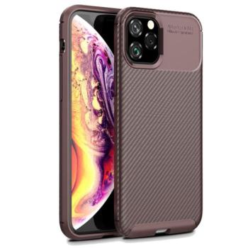 Szilikon telefonvédő (közepesen ütésálló, légpárnás sarok, karbon minta) BARNA Apple iPhone 11 Pro kép