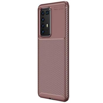 Szilikon telefonvédő (közepesen ütésálló, légpárnás sarok, karbon minta) BARNA Huawei P40 Pro+ 5G kép