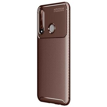 Szilikon telefonvédő (közepesen ütésálló, légpárnás sarok, karbon minta) BARNA Huawei Y6p kép