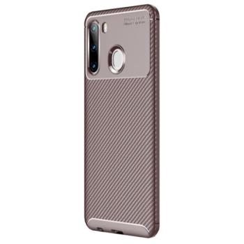 Szilikon telefonvédő (közepesen ütésálló, légpárnás sarok, karbon minta) BARNA Samsung Galaxy A21 (SM-A210F) kép