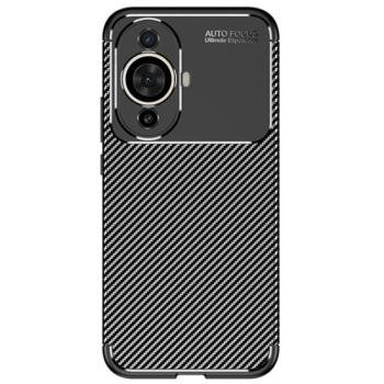 Szilikon telefonvédő (közepesen ütésálló, légpárnás sarok, karbon minta) FEKETE Huawei Nova 11 kép