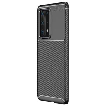 Szilikon telefonvédő (közepesen ütésálló, légpárnás sarok, karbon minta) FEKETE Huawei P40 Pro 5G kép