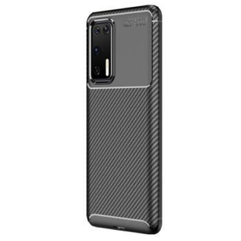 Szilikon telefonvédő (közepesen ütésálló, légpárnás sarok, karbon minta) FEKETE Huawei P40 kép
