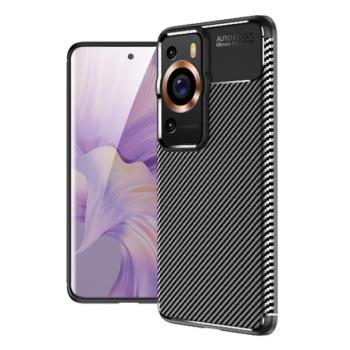 Szilikon telefonvédő (közepesen ütésálló, légpárnás sarok, karbon minta) FEKETE Huawei P60 Pro kép