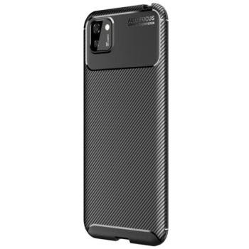 Szilikon telefonvédő (közepesen ütésálló, légpárnás sarok, karbon minta) FEKETE Huawei Y5p, Honor 9S kép