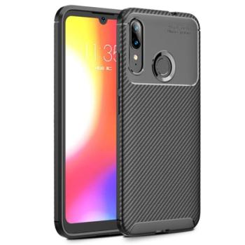 Szilikon telefonvédő (közepesen ütésálló, légpárnás sarok, karbon minta) FEKETE Motorola Moto E6 Plus (XT2052) kép