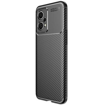 Szilikon telefonvédő (közepesen ütésálló, légpárnás sarok, karbon minta) FEKETE Realme 9 5G kép