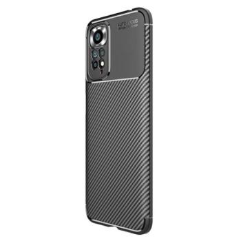 Szilikon telefonvédő (közepesen ütésálló, légpárnás sarok, karbon minta) FEKETE Xiaomi Redmi Note 11 4G (Redmi Note 11S) kép