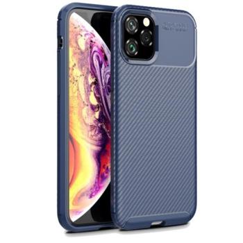 Szilikon telefonvédő (közepesen ütésálló, légpárnás sarok, karbon minta) SÖTÉTKÉK Apple iPhone 11 Pro kép