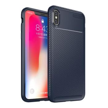 Szilikon telefonvédő (közepesen ütésálló, légpárnás sarok, karbon minta) SÖTÉTKÉK Apple iPhone XS Max 6.5 kép