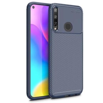 Szilikon telefonvédő (közepesen ütésálló, légpárnás sarok, karbon minta) SÖTÉTKÉK Huawei P40 Lite E / Y7p kép