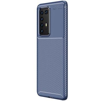 Szilikon telefonvédő (közepesen ütésálló, légpárnás sarok, karbon minta) SÖTÉTKÉK Huawei P40 Pro 5G kép