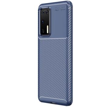 Szilikon telefonvédő (közepesen ütésálló, légpárnás sarok, karbon minta) SÖTÉTKÉK Huawei P40 kép