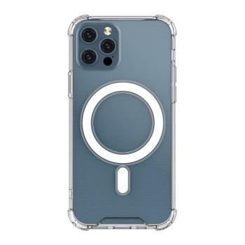 Szilikon telefonvédő (közepesen ütésálló, légpárnás sarok, MagSafe) ÁTLÁTSZÓ Apple iPhone 12 mini kép