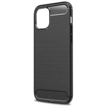 Szilikon telefonvédő (közepesen ütésálló, légpárnás sarok, szálcsiszolt, karbon minta) FEKETE Apple iPhone 12 mini kép