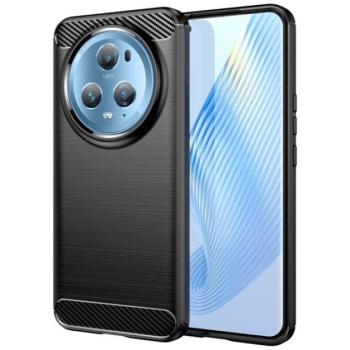 Szilikon telefonvédő (közepesen ütésálló, légpárnás sarok, szálcsiszolt, karbon minta) FEKETE Honor Magic5 Pro 5G kép