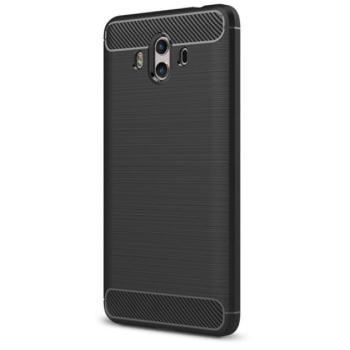 Szilikon telefonvédő (közepesen ütésálló, légpárnás sarok, szálcsiszolt, karbon minta) FEKETE Huawei Mate 10 kép