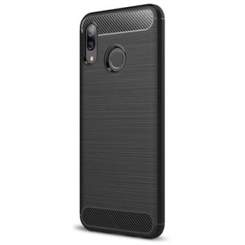 Szilikon telefonvédő (közepesen ütésálló, légpárnás sarok, szálcsiszolt, karbon minta) FEKETE Huawei Nova 3 kép