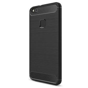 Szilikon telefonvédő (közepesen ütésálló, légpárnás sarok, szálcsiszolt, karbon minta) FEKETE Huawei P10 Lite kép
