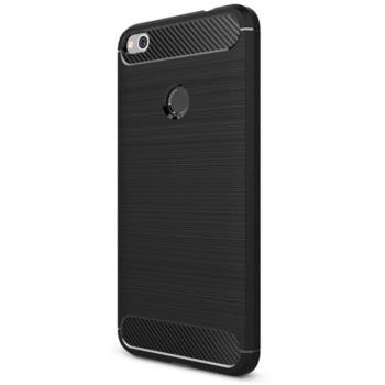 Szilikon telefonvédő (közepesen ütésálló, légpárnás sarok, szálcsiszolt, karbon minta) FEKETE Huawei P9 Lite (2017) kép