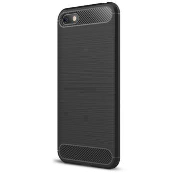 Szilikon telefonvédő (közepesen ütésálló, légpárnás sarok, szálcsiszolt, karbon minta) FEKETE Huawei Y5 2018 (Y5 Prime 2018) kép