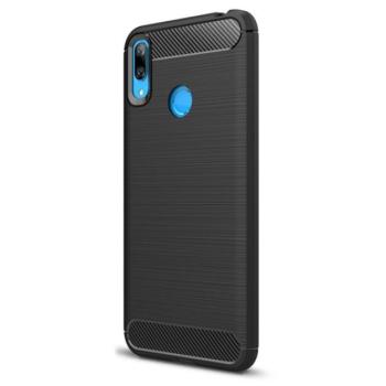 Szilikon telefonvédő (közepesen ütésálló, légpárnás sarok, szálcsiszolt, karbon minta) FEKETE Huawei Y7 2019 (Y7 Prime 2019) kép