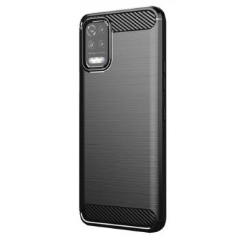 Szilikon telefonvédő (közepesen ütésálló, légpárnás sarok, szálcsiszolt, karbon minta) FEKETE LG K62 (LMK525) kép