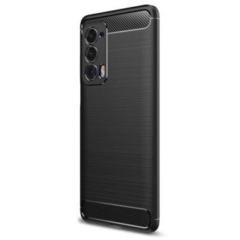 Szilikon telefonvédő (közepesen ütésálló, légpárnás sarok, szálcsiszolt, karbon minta) FEKETE Motorola Edge 2021 5G (XT2141) kép