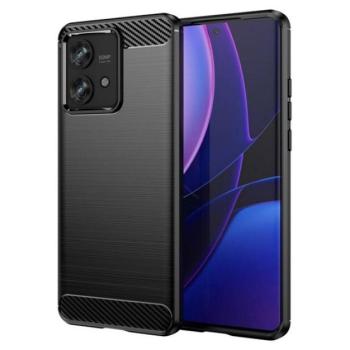 Szilikon telefonvédő (közepesen ütésálló, légpárnás sarok, szálcsiszolt, karbon minta) FEKETE Motorola Edge 40 Neo 5G (XT2307) kép
