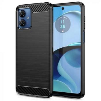 Szilikon telefonvédő (közepesen ütésálló, légpárnás sarok, szálcsiszolt, karbon minta) FEKETE Motorola Moto G14 kép