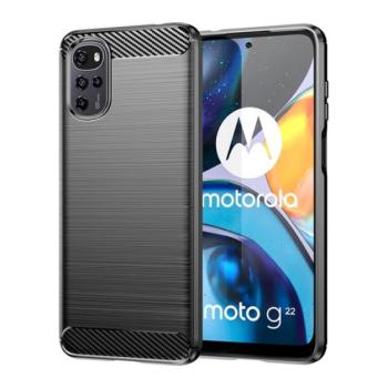 Szilikon telefonvédő (közepesen ütésálló, légpárnás sarok, szálcsiszolt, karbon minta) FEKETE Motorola Moto G22 (XT2231), Motorola Moto E32 (XT2227), Motorola Moto E32s (XT2229) kép