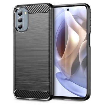 Szilikon telefonvédő (közepesen ütésálló, légpárnás sarok, szálcsiszolt, karbon minta) FEKETE Motorola Moto G31 (XT2173), Motorola Moto G41 (XT2167) kép