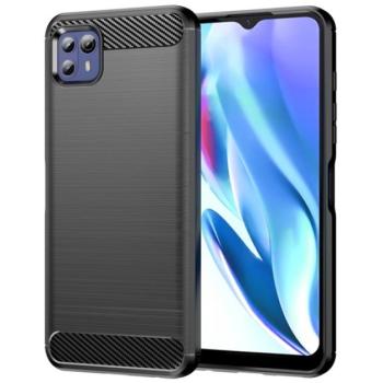 Szilikon telefonvédő (közepesen ütésálló, légpárnás sarok, szálcsiszolt, karbon minta) FEKETE Motorola Moto G50 (XT2137) kép