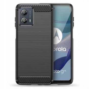 Szilikon telefonvédő (közepesen ütésálló, légpárnás sarok, szálcsiszolt, karbon minta) FEKETE Motorola Moto G53 kép