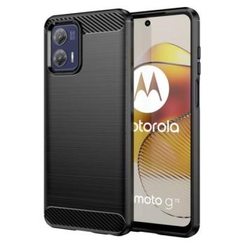 Szilikon telefonvédő (közepesen ütésálló, légpárnás sarok, szálcsiszolt, karbon minta) FEKETE Motorola Moto G73 kép