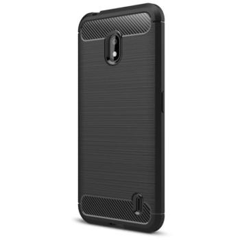 Szilikon telefonvédő (közepesen ütésálló, légpárnás sarok, szálcsiszolt, karbon minta) FEKETE Nokia 2.2 kép