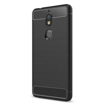 Szilikon telefonvédő (közepesen ütésálló, légpárnás sarok, szálcsiszolt, karbon minta) FEKETE Nokia 7 kép