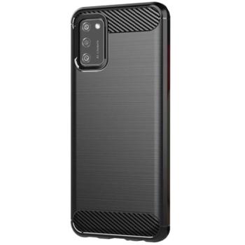 Szilikon telefonvédő (közepesen ütésálló, légpárnás sarok, szálcsiszolt, karbon minta) FEKETE Samsung Galaxy A02s (SM-A025F) kép