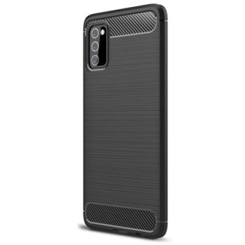 Szilikon telefonvédő (közepesen ütésálló, légpárnás sarok, szálcsiszolt, karbon minta) FEKETE Samsung Galaxy A03s (SM-A037F) kép