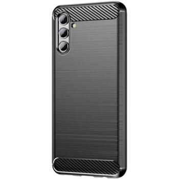 Szilikon telefonvédő (közepesen ütésálló, légpárnás sarok, szálcsiszolt, karbon minta) FEKETE Samsung Galaxy A13 5G (SM-A136), Samsung Galaxy A04s (SM-A047F) kép