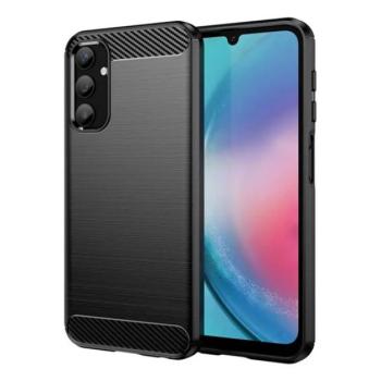 Szilikon telefonvédő (közepesen ütésálló, légpárnás sarok, szálcsiszolt, karbon minta) FEKETE Samsung Galaxy A25 5G (SM-A256) kép