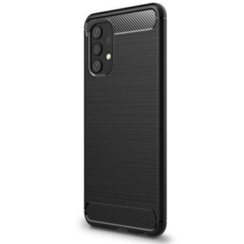 Szilikon telefonvédő (közepesen ütésálló, légpárnás sarok, szálcsiszolt, karbon minta) FEKETE Samsung Galaxy A32 4G (SM-A325) kép